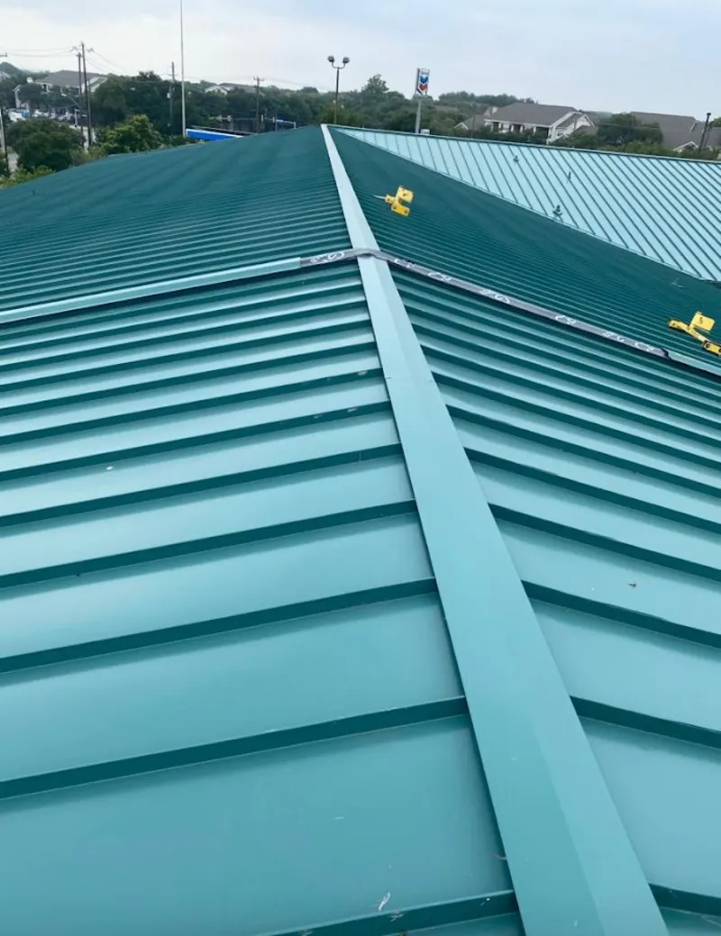 Green commercial metal roof ridge and valley for Metal Roof Repair in Pleasant Garden